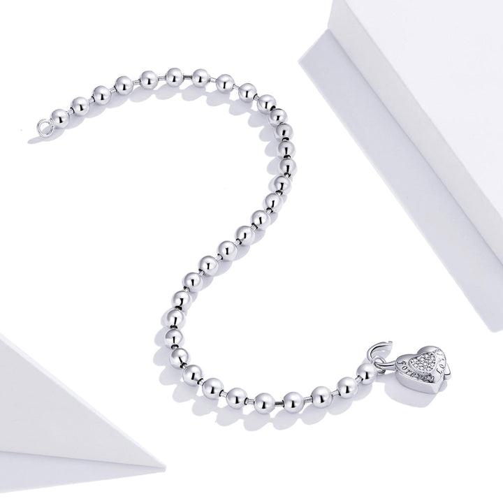 925 Sterling Silver Bracelet with Pavé Setting CZ and Platinum Plating, 17cm for Women