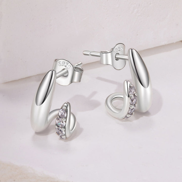925 Sterling Silver Earrings with Pavé Setting CZ