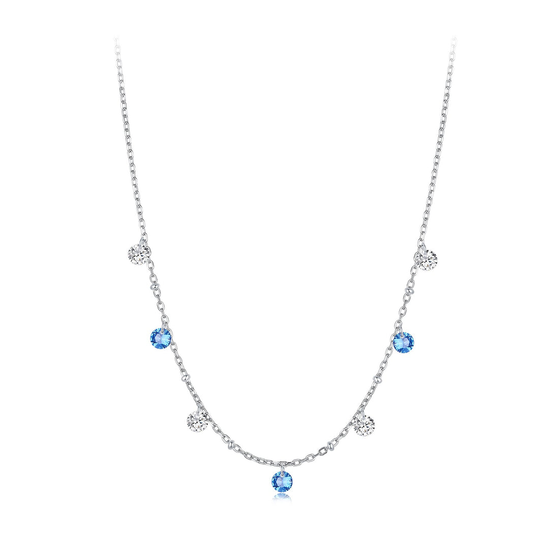 925 Sterling Silver &amp; White Gold Plated Adjustable Layered CZ Necklace for Women