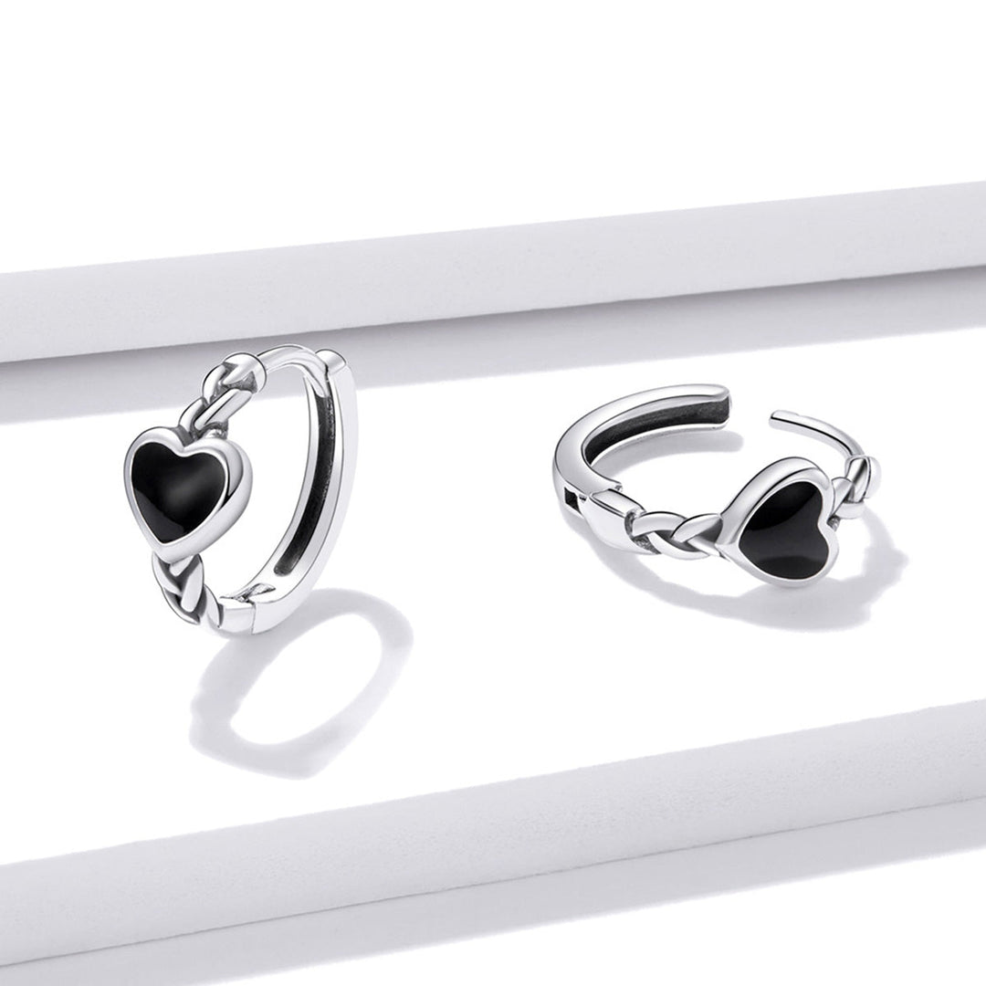 925 Sterling Silver Oxidized Enamel Earrings for Women - 1.2*0.5 cm