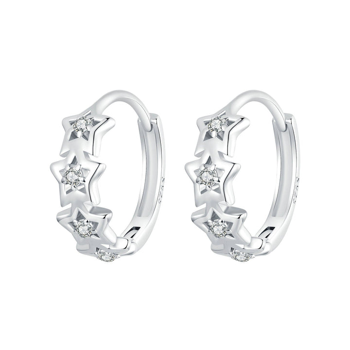 925 Sterling Silver Earrings with Pavé Setting, Size: 13*5mm, for Women