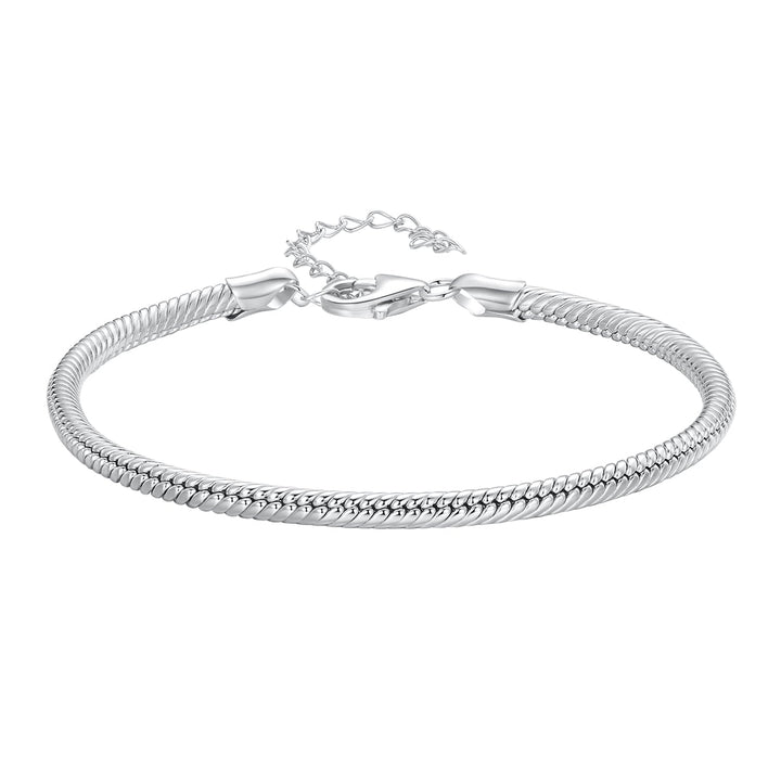 925 Sterling Silver Plated Platinum Bracelet with Adjustable Length for Women