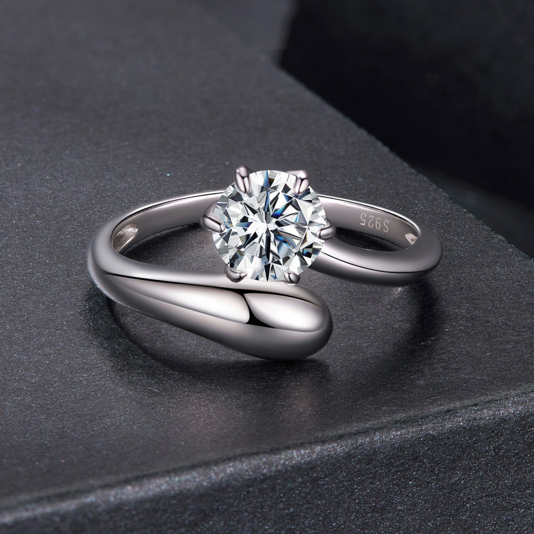 925 Sterling Silver 1 Carat Moissanite Ring for Women