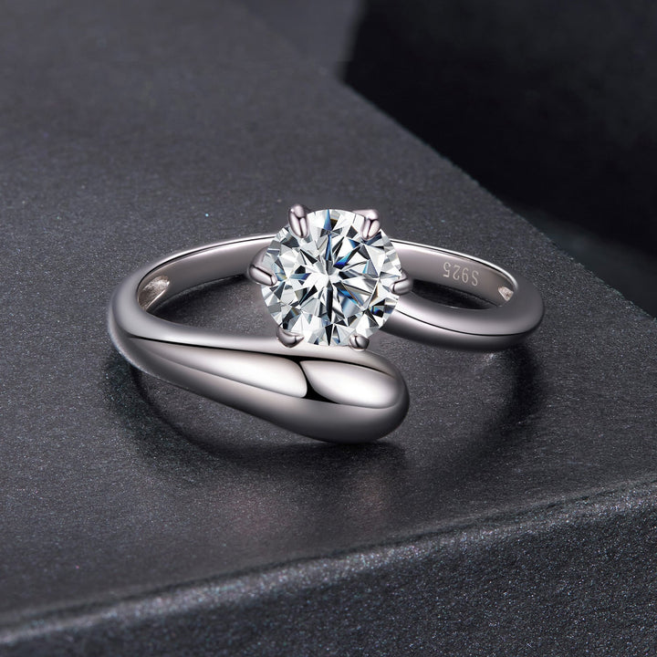 925 Sterling Silver 1 Carat Moissanite Ring for Women