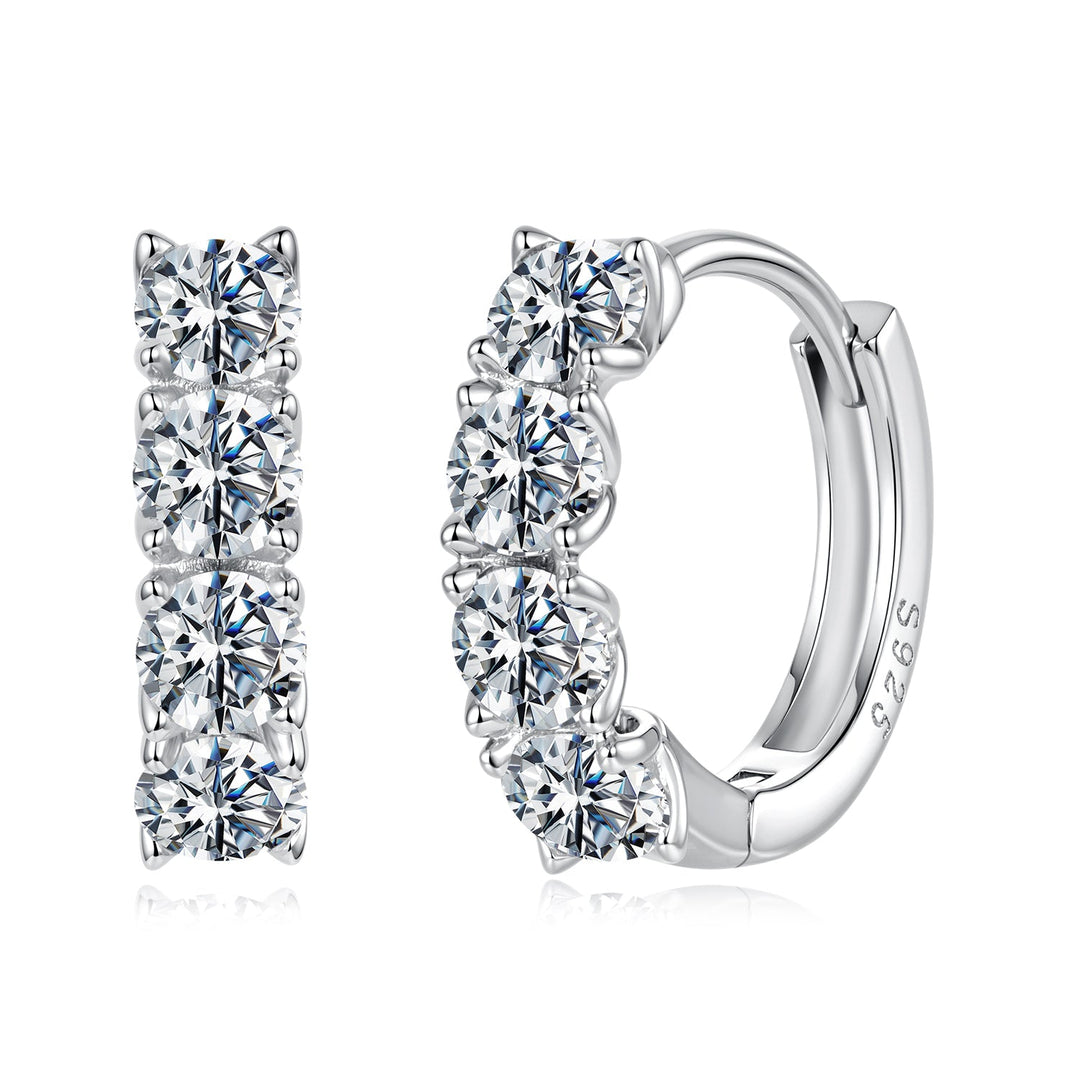 925 Sterling Silver White Gold Plated 0.10 Ct Moissanite CZ 1.1 cm Hoop Earrings for Women