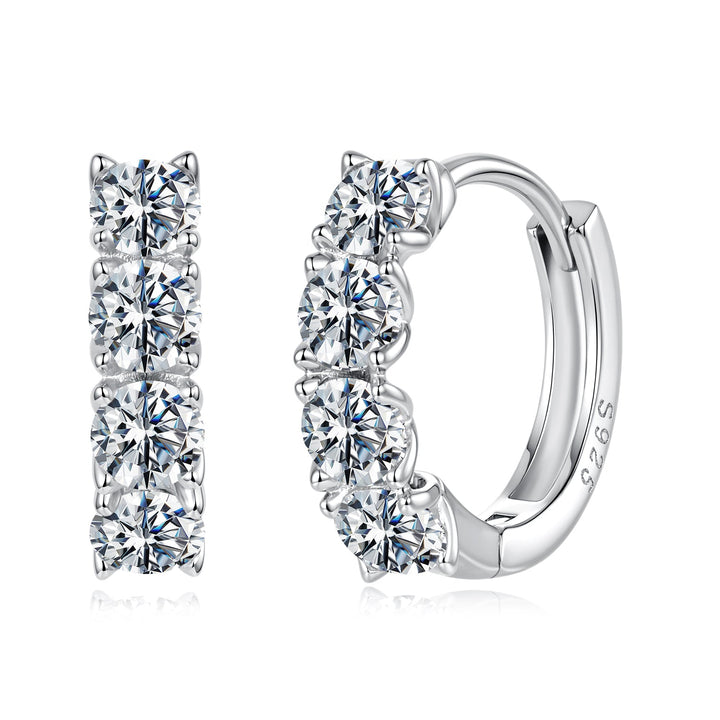 925 Sterling Silver White Gold Plated 0.10 Ct Moissanite CZ 1.1 cm Hoop Earrings for Women