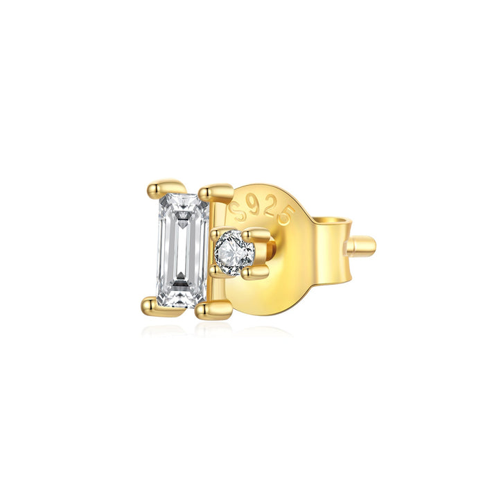 925 Sterling Silver Mini Stud Earrings with Gold Plating and CZ
