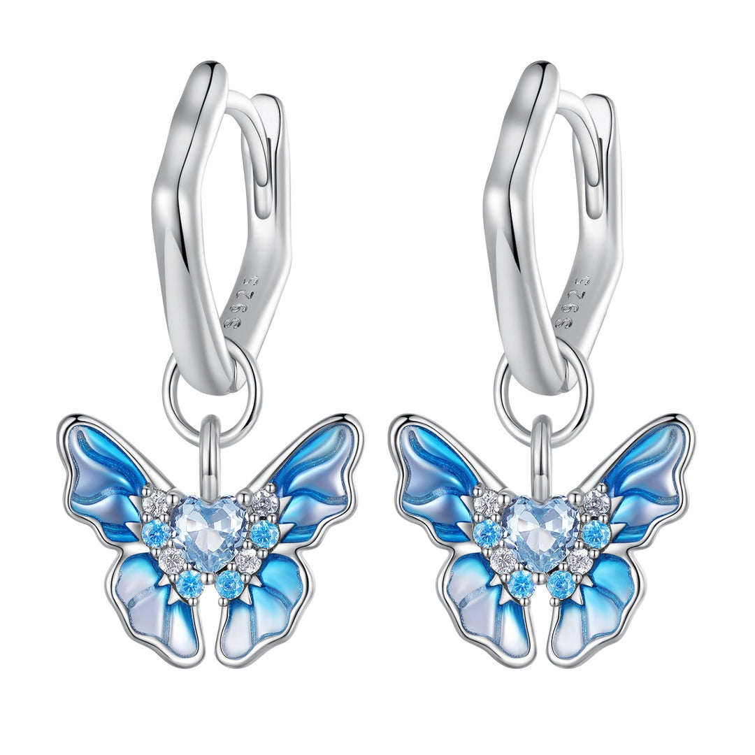 925 Sterling Silver Enamel Pavé Setting CZ Earrings for Women