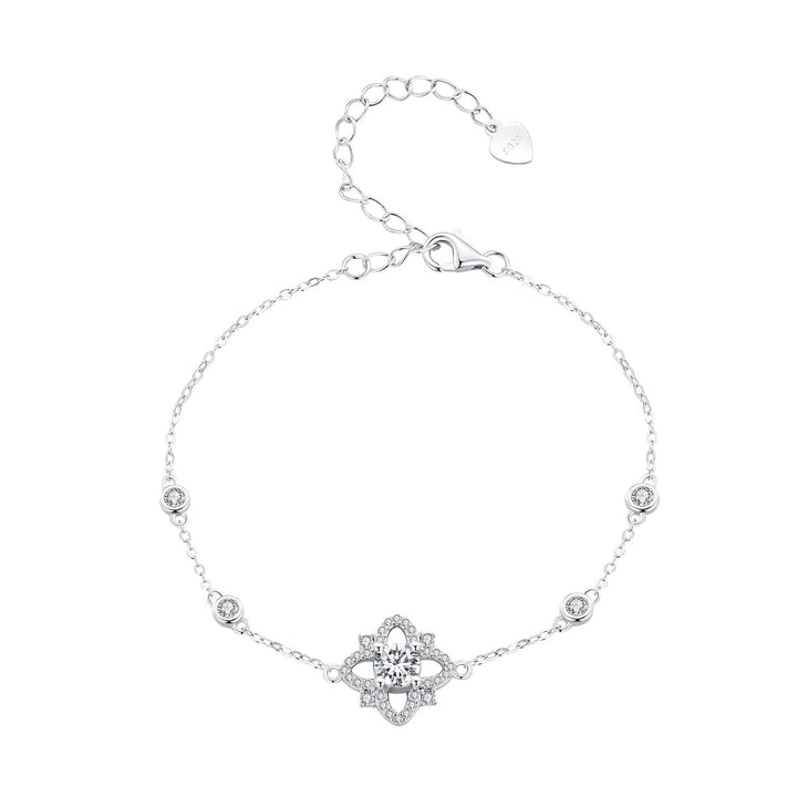 S925 Sterling Silver 0.5 Carat Moissanite Bracelet 16cm+5cm for Women