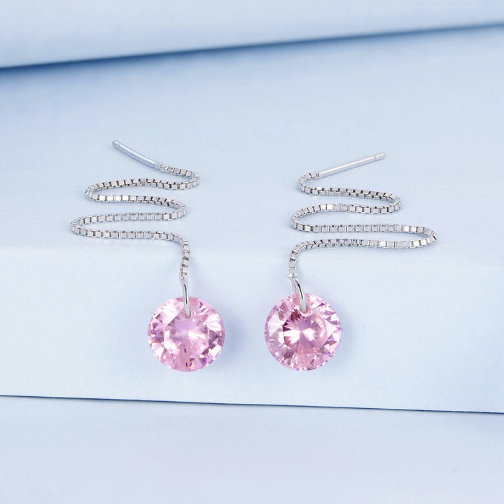 925 Sterling Silver Earrings with 0.8cm Main Stone and CZ for Women