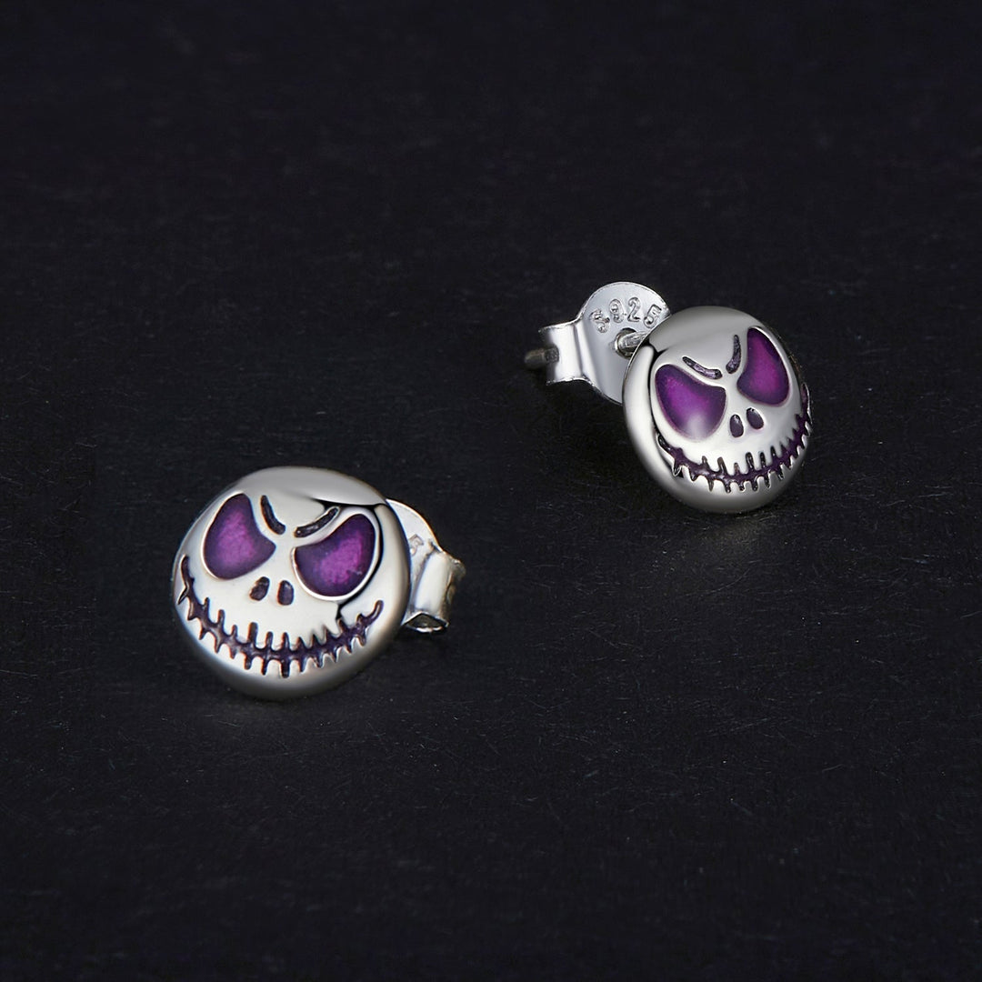 925 Sterling Silver Enamel Oxidized Earrings - 8mm for Women