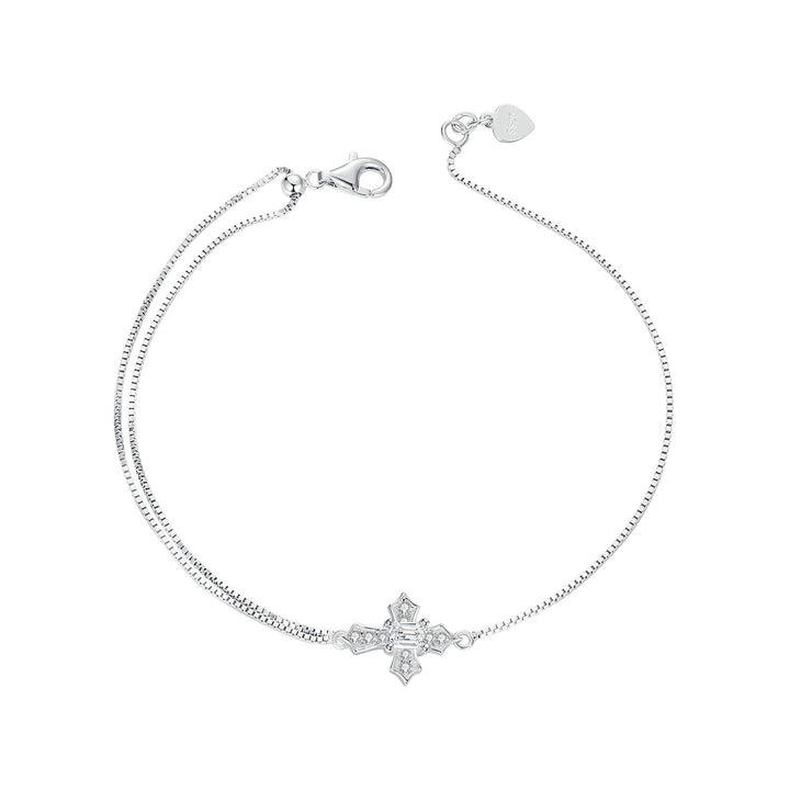 925 Sterling Silver White Gold Plated Bracelet with CZ Pendant 200mm for Women