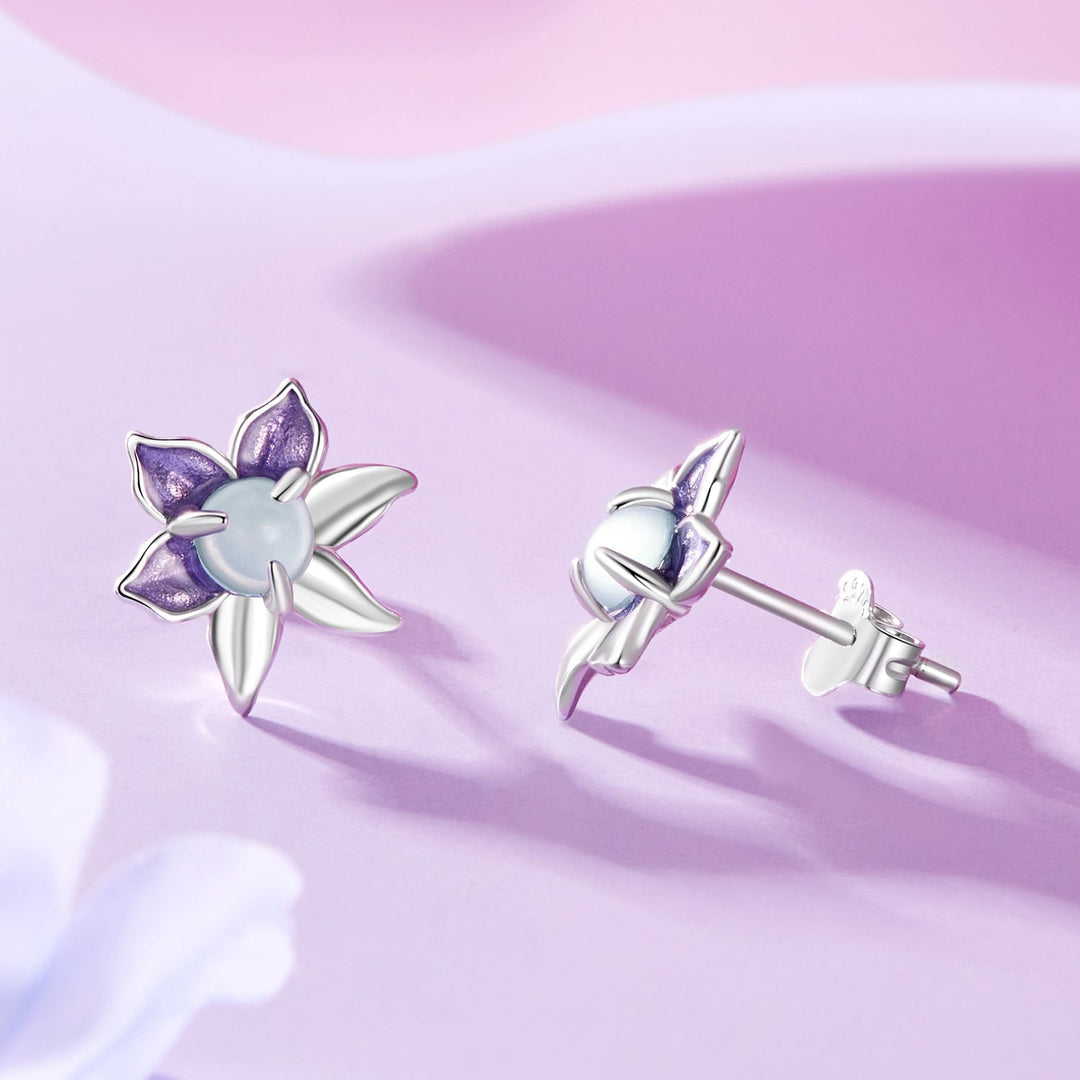 925 Sterling Silver Earrings with Enamel and Transparent Glass for Women