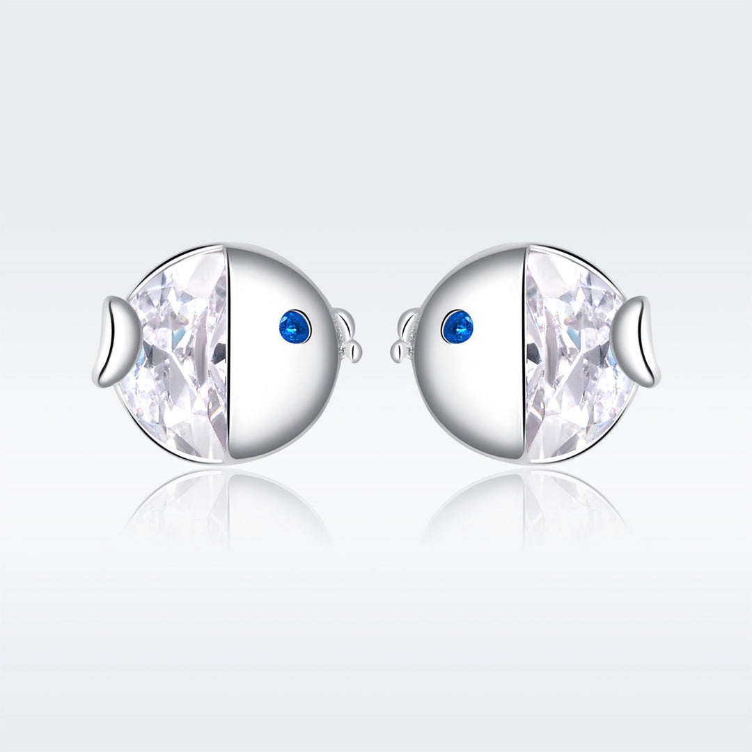 925 Sterling Silver Earrings with Pavé Setting CZ, Size 0.6*0.7cm, for Women