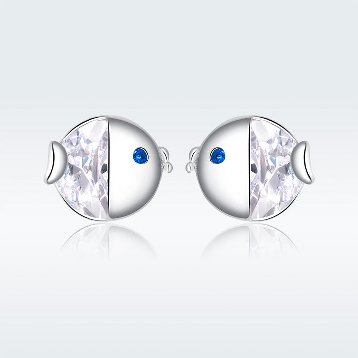 925 Sterling Silver Earrings with Pavé Setting CZ, Size 0.6*0.7cm, for Women