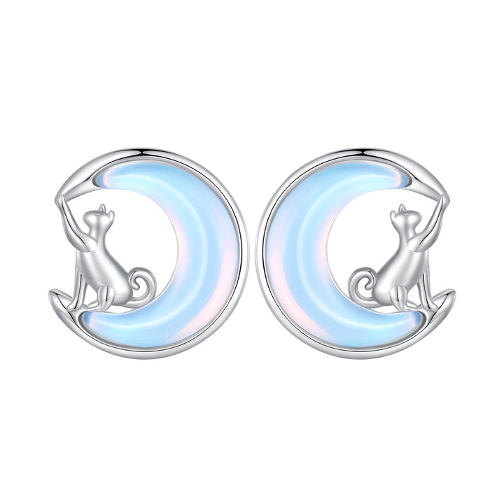 925 Sterling Silver Earrings with Transparent Glass, 13mm x 12mm for Women