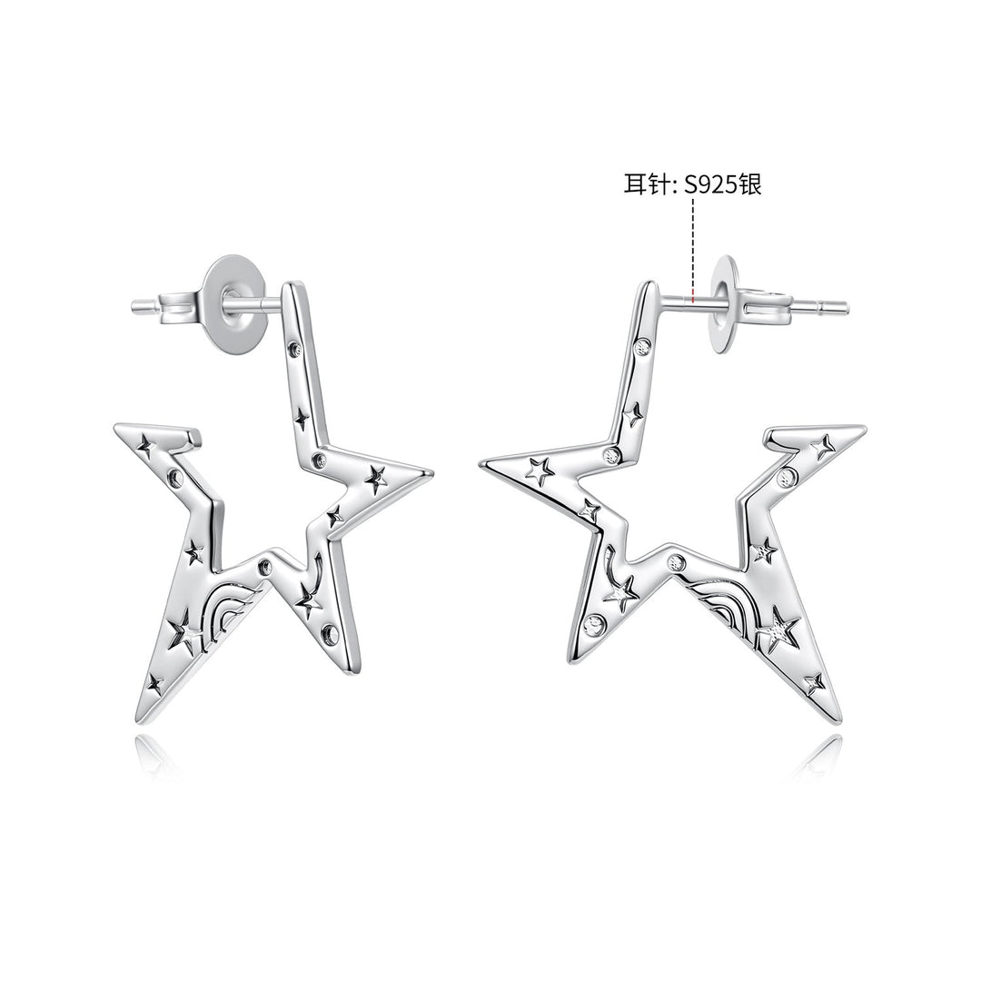 925 Sterling Silver White Gold Plated 2.3 cm Copper Earrings for Women