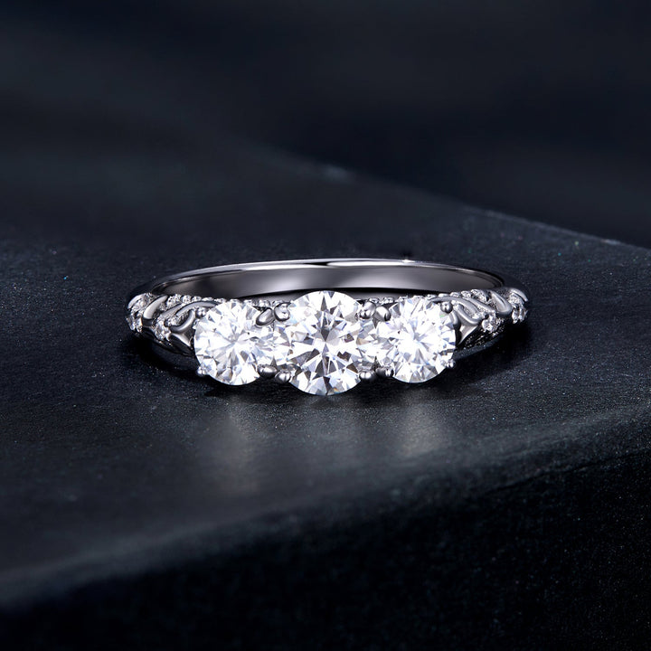 925 Sterling Silver Moissanite Pavé Setting Ring Size 6 for Women