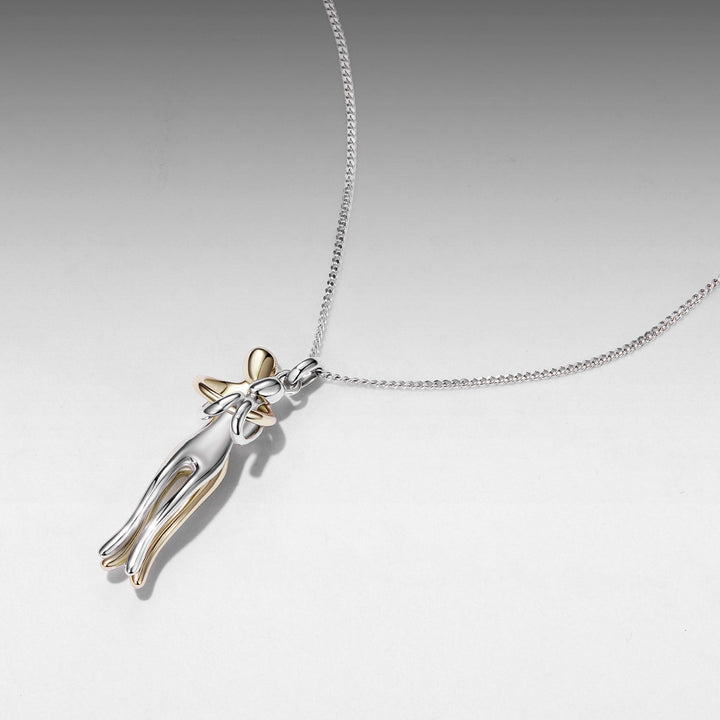 925 Sterling Silver Plated White Gold &amp; Gold Necklace 40+5cm for Women
