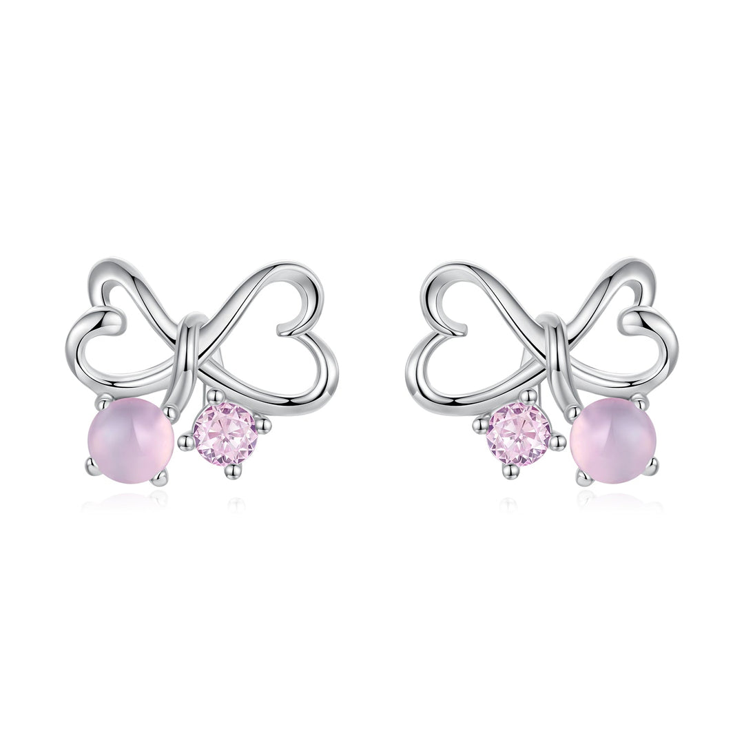 925 Sterling Silver Earrings with Pavé Setting CZ and Transparent Glass for Women