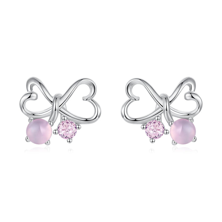925 Sterling Silver Earrings with Pavé Setting CZ and Transparent Glass for Women