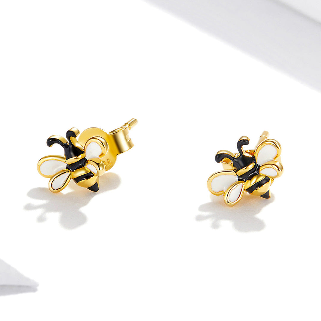 925 Sterling Silver Enamel Plated Gold Earrings