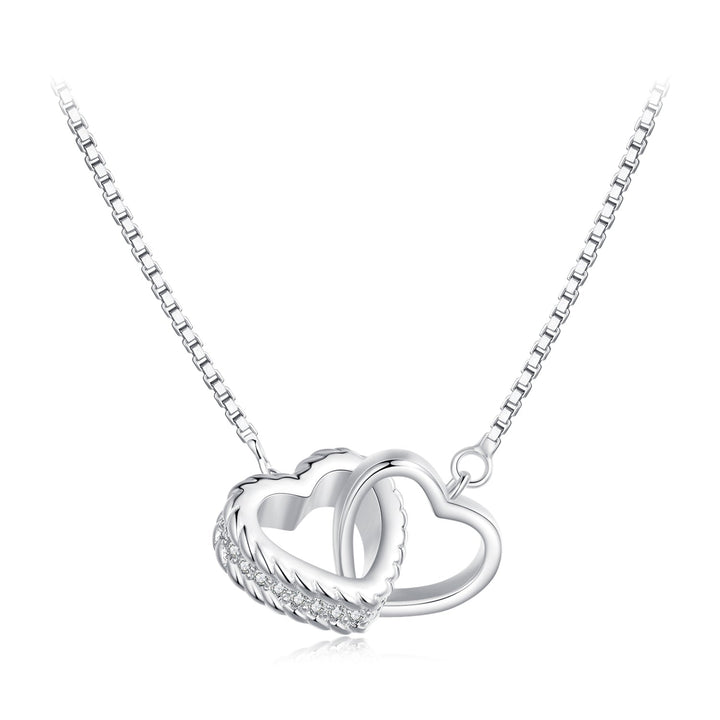 925 Sterling Silver Necklace with CZ in Pavé Setting, Length 400+50mm, Pendant 11*18mm, Unisex