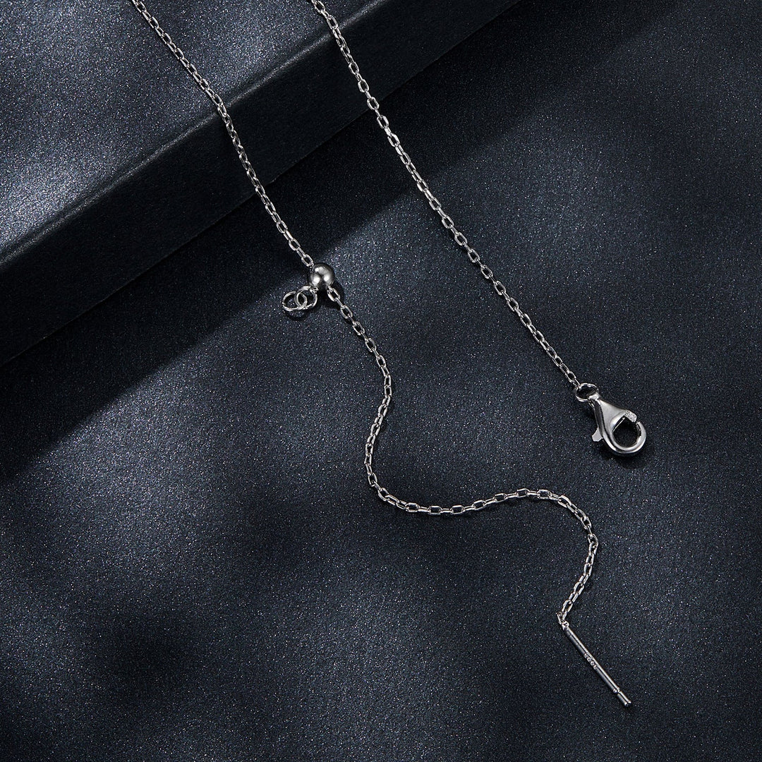 925 Sterling Silver + Moissanite Adjustable Necklace for Women - White Gold 0.5ct &amp; 0.1ct