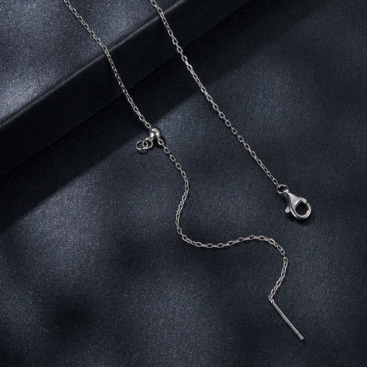 925 Sterling Silver + Moissanite Adjustable Necklace for Women - White Gold 0.5ct &amp; 0.1ct