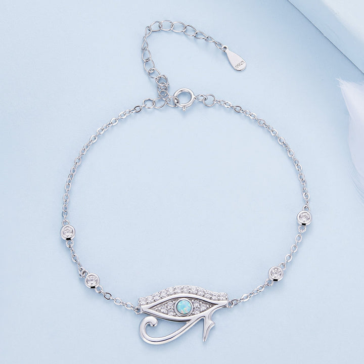 925 Sterling Silver Pavé Setting CZ &amp; Translucent Opal Bracelet 160+50mm for Women