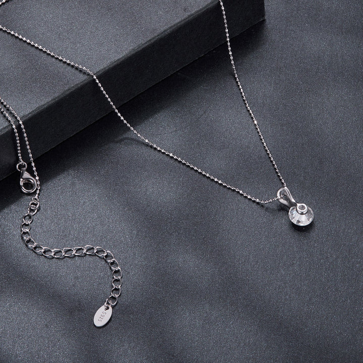 925 Sterling Silver Moissanite Necklace 40+5cm with White Gold Plating for Women