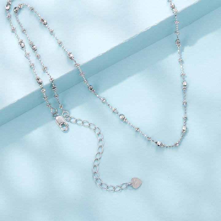 925 Sterling Silver 40+5cm White Gold Plated Necklace for Women