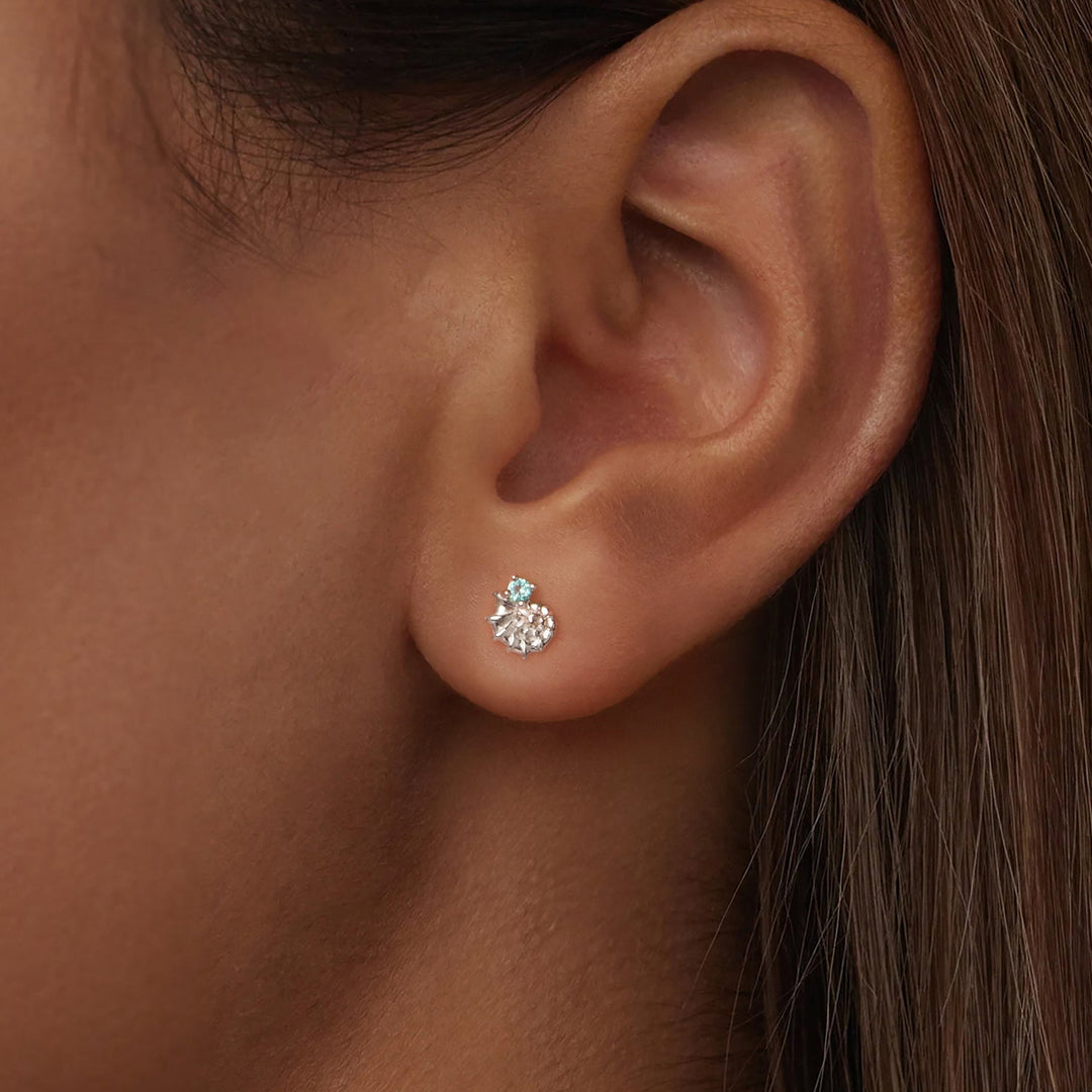 925 Sterling Silver Earrings with Transparent Glass and White Gold Plating for Women