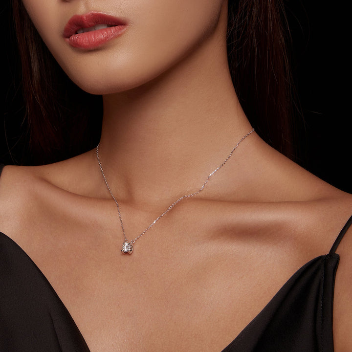 925 Sterling Silver 0.65 Carat Moissanite Necklace for Women