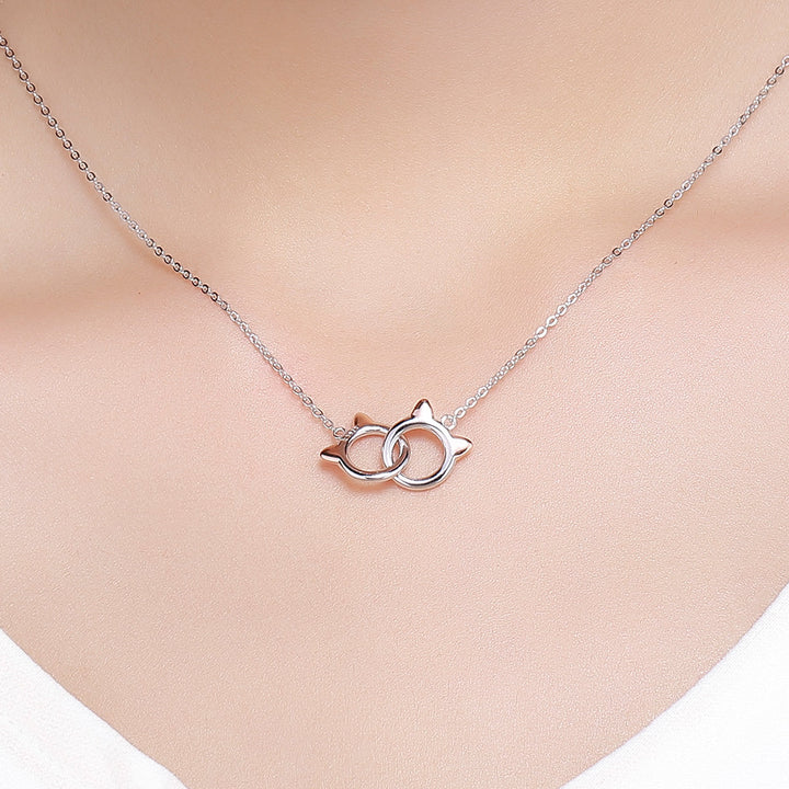 925 Sterling Silver Necklace, Length 38-45cm, Pendant 1.2*1cm, for Women
