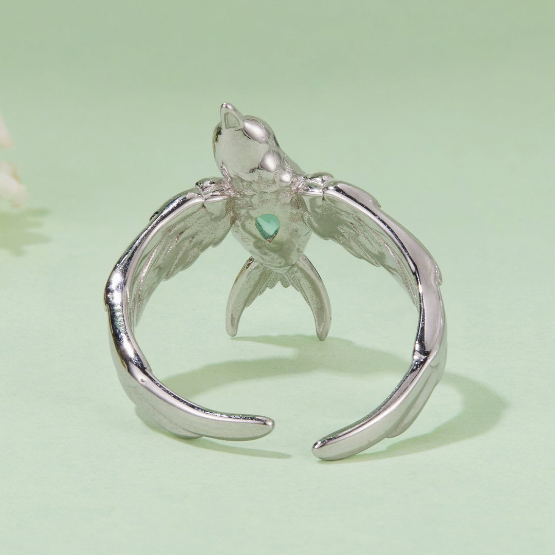 925 Sterling Silver Transparent Glass Ring for Women