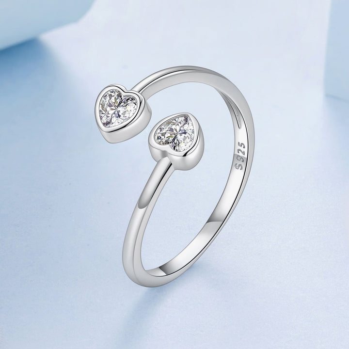 925 Sterling Silver Heart Shaped 0.17cm CZ Ring for Women