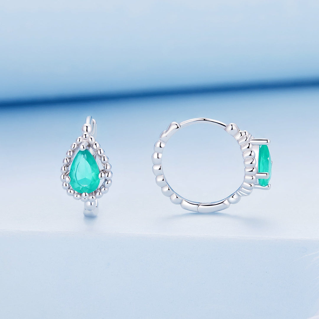 925 Sterling Silver Earrings with Pavé Setting and Transparent Glass