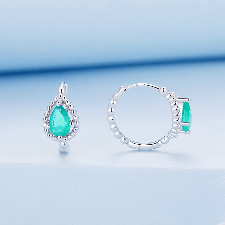925 Sterling Silver Earrings with Pavé Setting and Transparent Glass