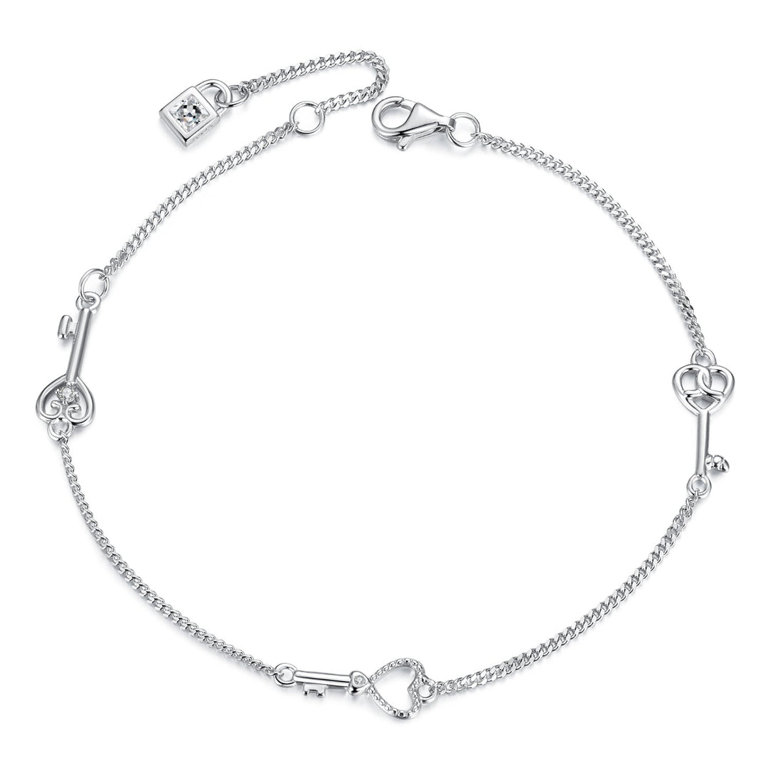 925 Sterling Silver White Gold Plated 21cm Pavé CZ Bracelet for Women