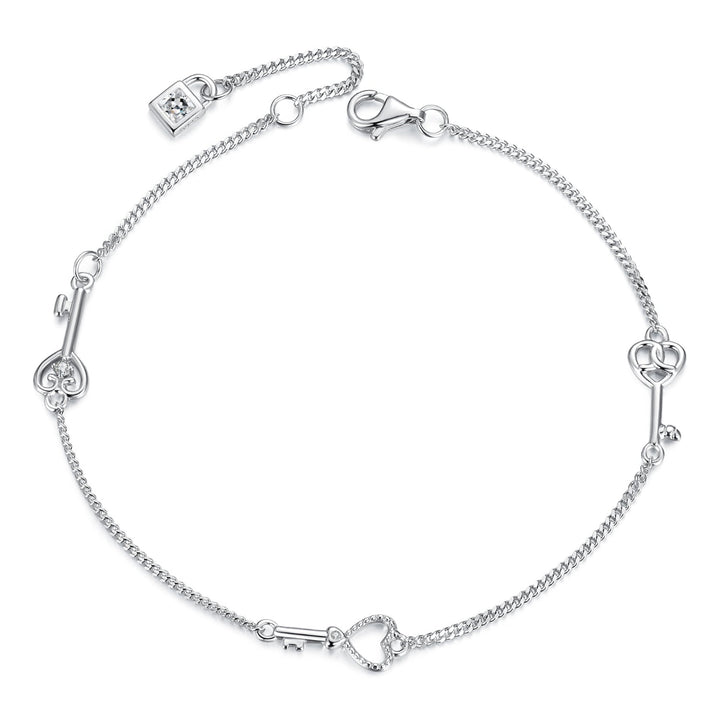 925 Sterling Silver White Gold Plated 21cm Pavé CZ Bracelet for Women