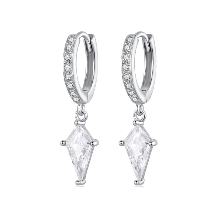 925 Sterling Silver White Gold Plated Earrings with CZ for Women