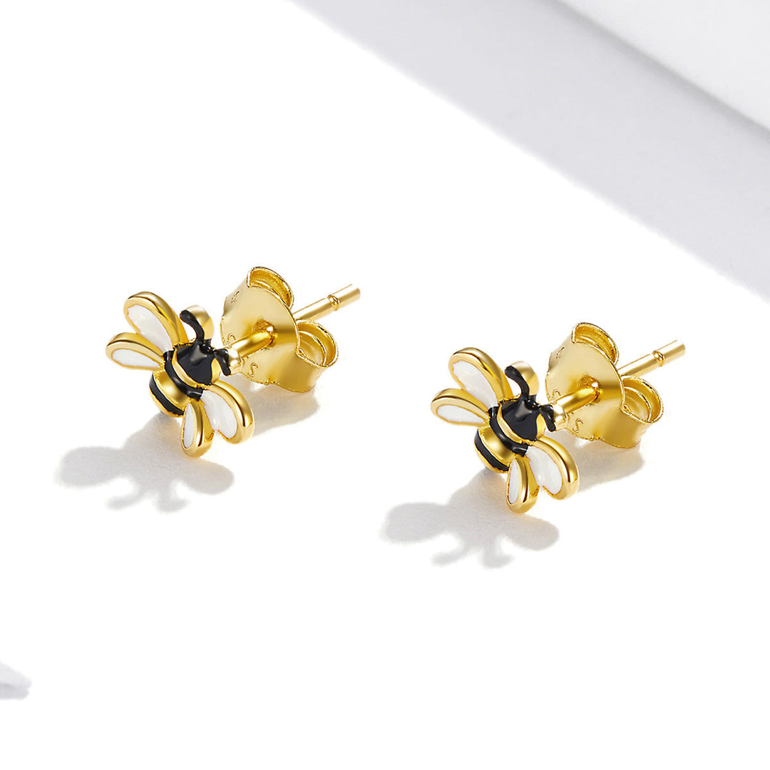 925 Sterling Silver Enamel Plated Gold Earrings