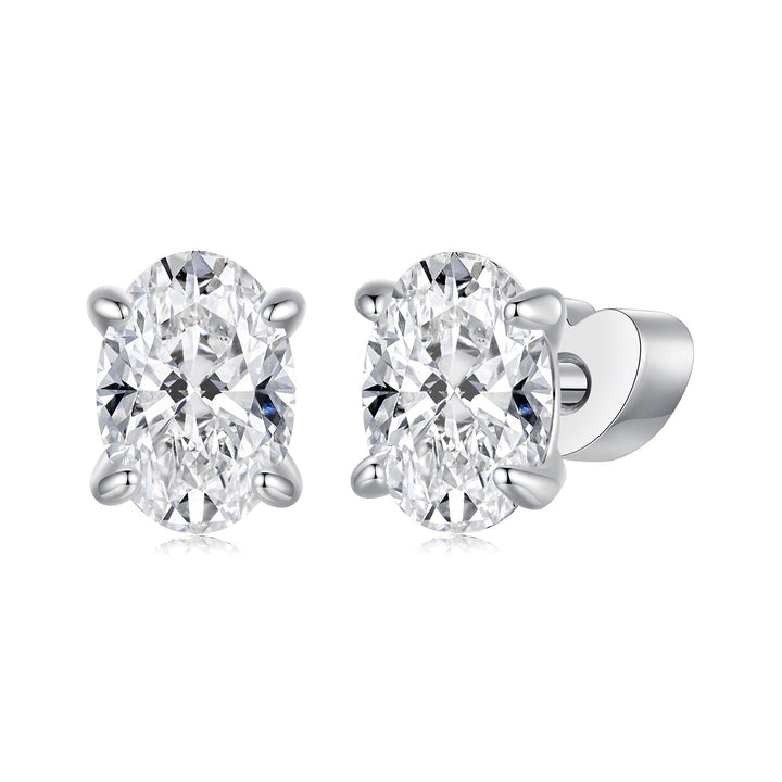925 Sterling Silver Earrings with Pavé Setting CZ, 0.7*0.5cm, for Women