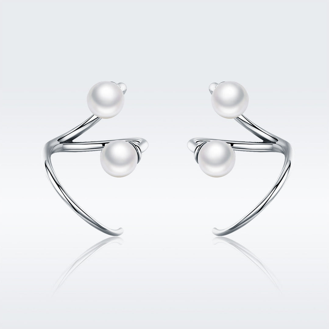 925 Sterling Silver Oxidized Earrings with Shell Pearl for Women