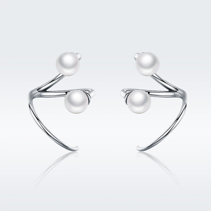 925 Sterling Silver Oxidized Earrings with Shell Pearl for Women