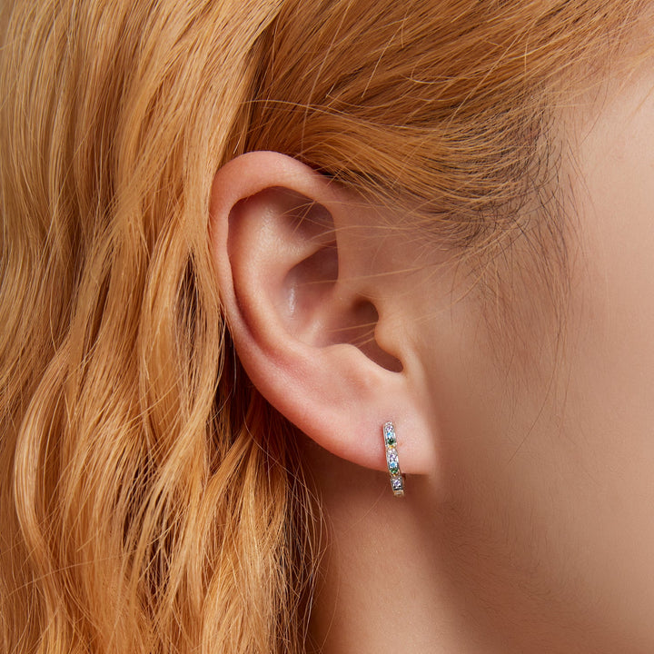 925 Sterling Silver Earrings with Pavé Setting CZ and Platinum Plating for Women