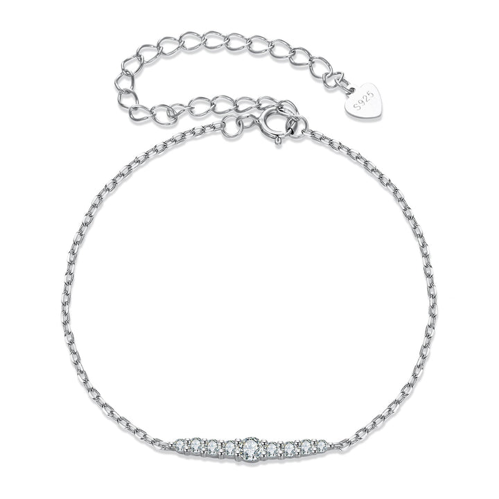 925 Sterling Silver Moissanite Bracelet for Women, Plated White Gold, 15+6cm