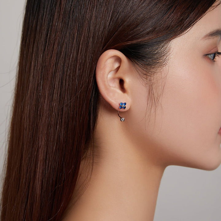 925 Sterling Silver Earrings with Pavé CZ &amp; Platinum Plating for Women