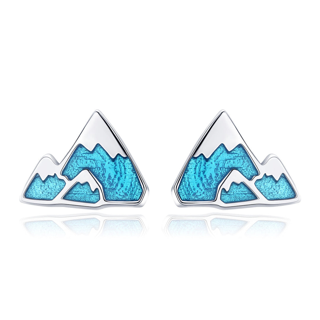 S925 Sterling Silver Earrings 0.7*0.9cm with Plated Platinum and Enamel